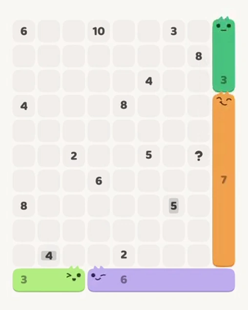 MeowBlock Level 67 after step 4, placing the 3-cell vertical block at the upper-right area