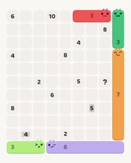 MeowBlock Level 67 after step 5, placing the 3-cell horizontal block at the upper-right area