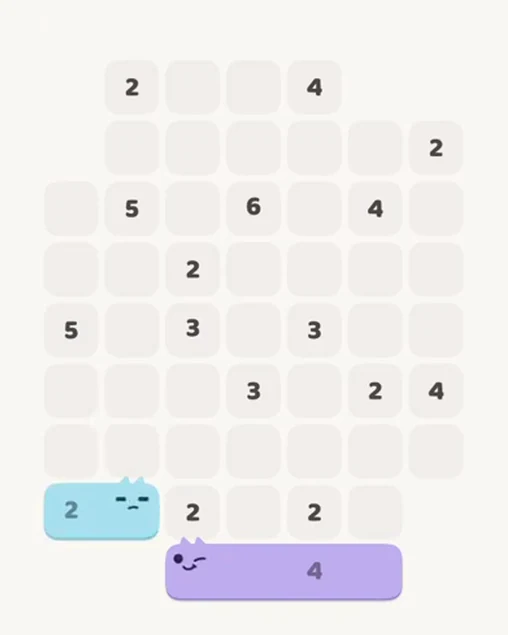 MeowBlock Level 68 after step 2, placing the 2-cell horizontal block at the lower-left area