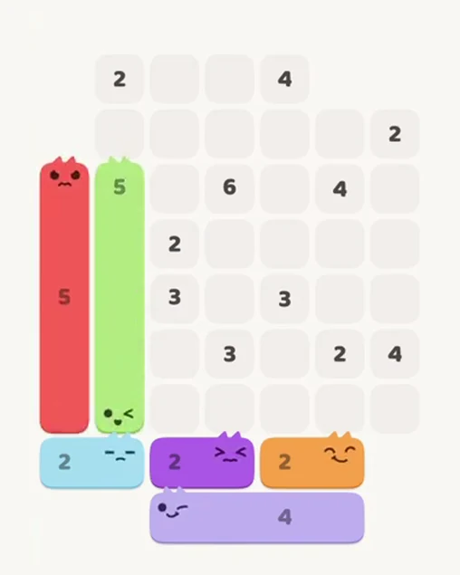 MeowBlock Level 68 after step 6, placing the 5-cell vertical block at the middle-left area