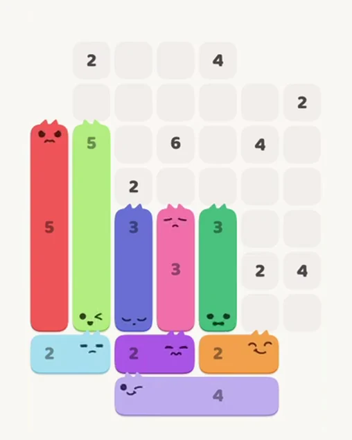 MeowBlock Level 68 after step 9, placing the 3-cell vertical block at the lower-right area