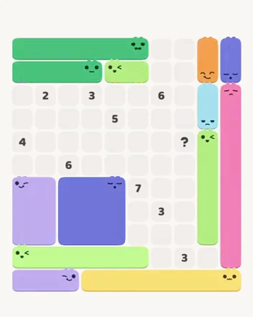 MeowBlock Level 69 after step 13, placing the 5-cell vertical block at the middle-right area