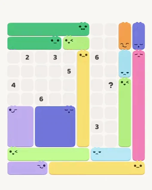 MeowBlock Level 69 after step 15, placing the 7-cell vertical block at the middle center