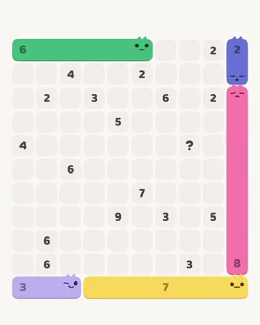 MeowBlock Level 69 after step 5, placing the 6-cell horizontal block at the upper center