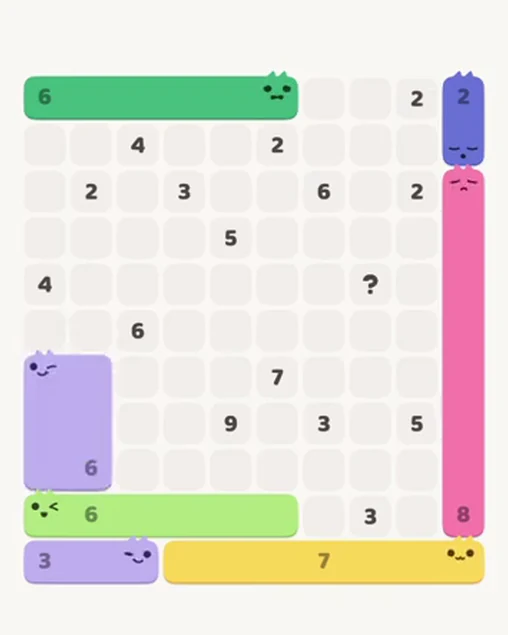 MeowBlock Level 69 after step 7, placing the 6-cell rectangular block at the lower-left area