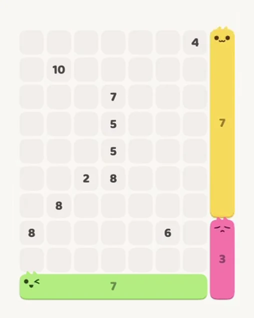 MeowBlock Level 71 after step 3, placing the 7-cell vertical block at the middle-right area