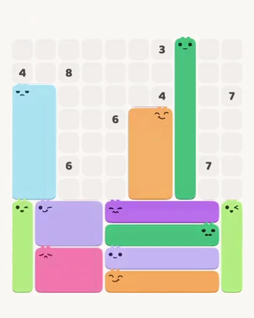 MeowBlock Level 72 after step 11, placing the 7-cell vertical block at the middle-right area