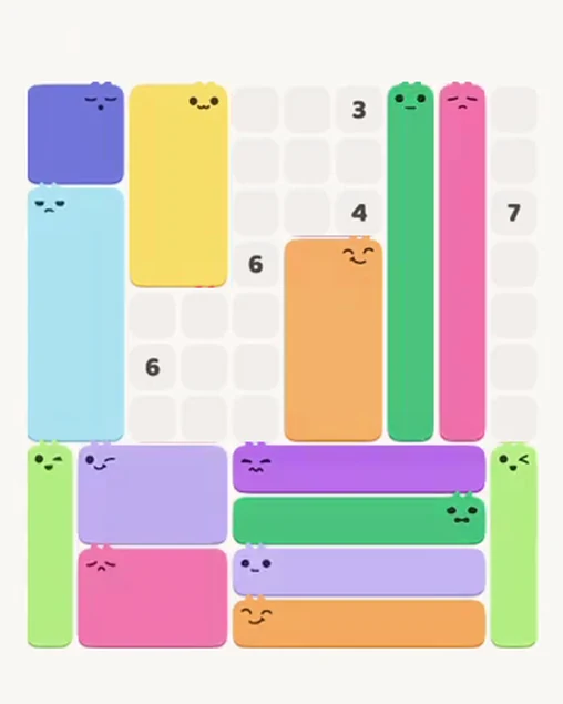 MeowBlock Level 72 after step 14, placing the 7-cell vertical block at the middle-right area