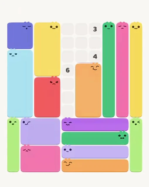 MeowBlock Level 72 after step 16, placing the 6-cell rectangular block at the middle center