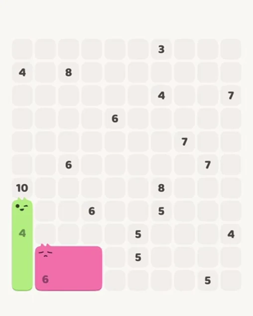 MeowBlock Level 72 after step 2, placing the 6-cell rectangular block at the lower-left area