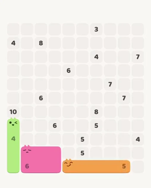MeowBlock Level 72 after step 3, placing the 5-cell horizontal block at the lower-right area