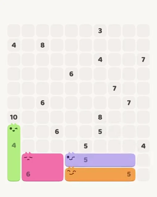 MeowBlock Level 72 after step 4, placing the 5-cell horizontal block at the lower-right area
