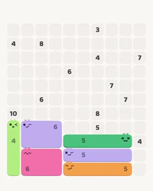 MeowBlock Level 72 after step 6, placing the 5-cell horizontal block at the lower-right area