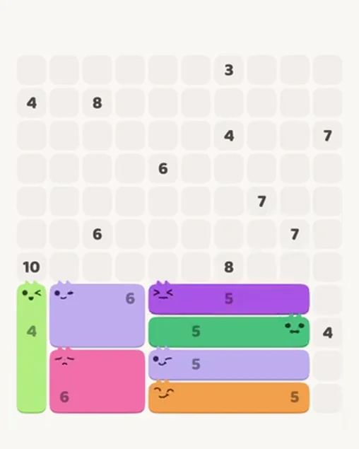 MeowBlock Level 72 after step 7, placing the 5-cell horizontal block at the lower-right area