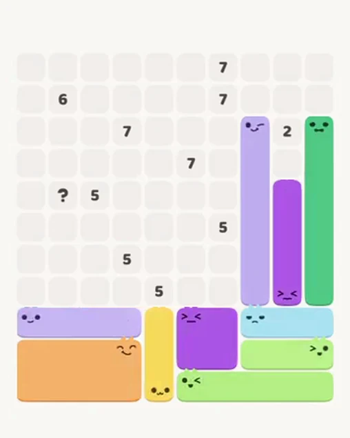 MeowBlock Level 73 after step 10, placing the 6-cell vertical block at the middle-right area