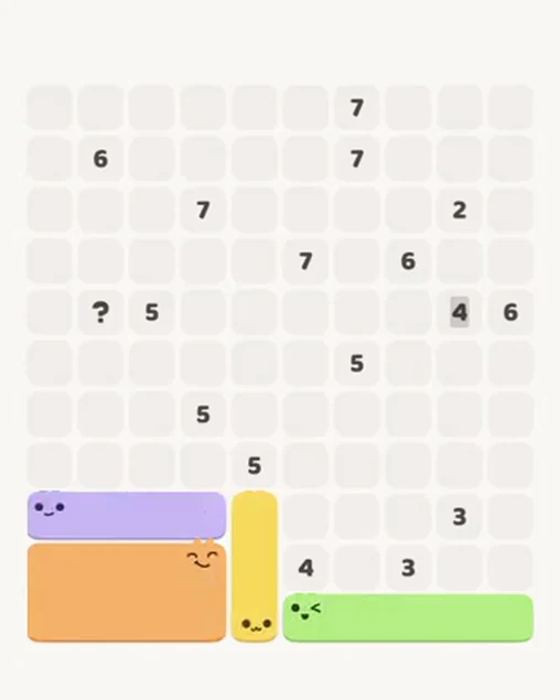 MeowBlock Level 73 after step 4, placing the 5-cell horizontal block at the lower-right area