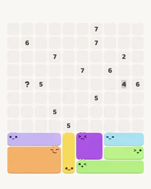MeowBlock Level 73 after step 7, placing the 3-cell horizontal block at the lower-right area