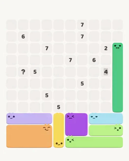 MeowBlock Level 73 after step 8, placing the 6-cell vertical block at the middle-right area