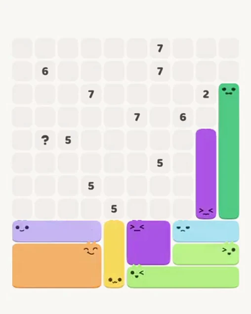 MeowBlock Level 73 after step 9, placing the 4-cell vertical block at the middle-right area