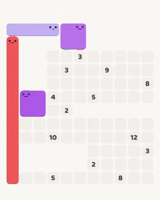 MeowBlock Level 74 after step 4, placing the 4-cell square block at the middle-left area