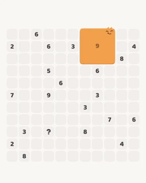 MeowBlock Level 75 after step 1, placing the 9-cell square block at the upper-right area