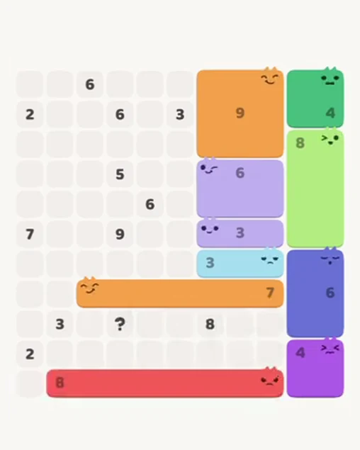 MeowBlock Level 75 after step 10, placing the 8-cell horizontal block at the lower center