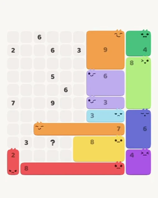 MeowBlock Level 75 after step 12, placing the 2-cell vertical block at the lower-left area