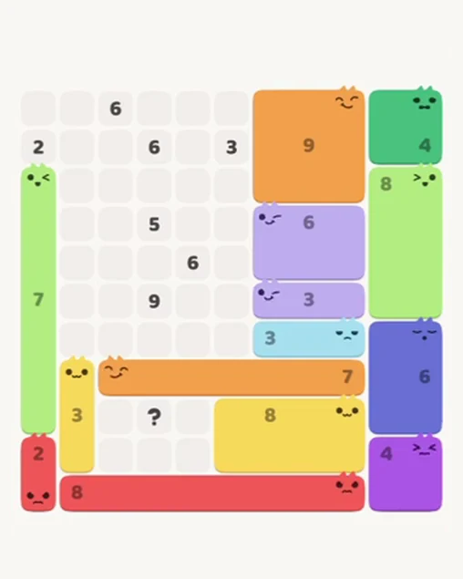 MeowBlock Level 75 after step 14, placing the 7-cell vertical block at the middle-left area