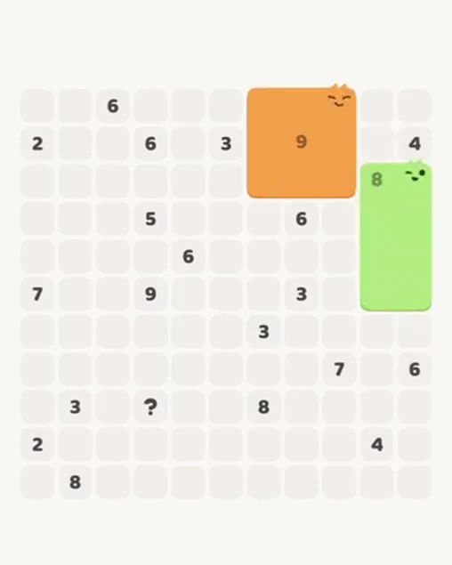 MeowBlock Level 75 after step 2, placing the 8-cell rectangular block at the middle-right area