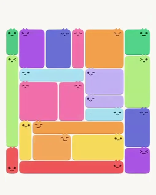 MeowBlock Level 75 after step 22, placing the 6-cell rectangular block at the lower center