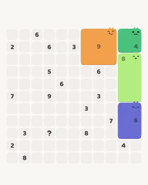 MeowBlock Level 75 after step 4, placing the 6-cell rectangular block at the lower-right area