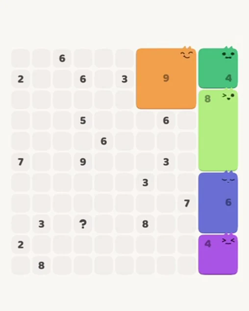 MeowBlock Level 75 after step 5, placing the 4-cell square block at the lower-right area