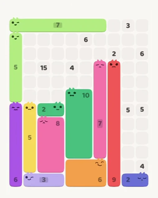MeowBlock Level 77 after step 12, placing the 2-cell horizontal block at the middle center