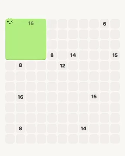 MeowBlock Level 78 after step 1, placing the 16-cell square block at the upper-left area