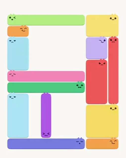 MeowBlock Level 79 after step 14, placing the 8-cell rectangular block at the lower-right area