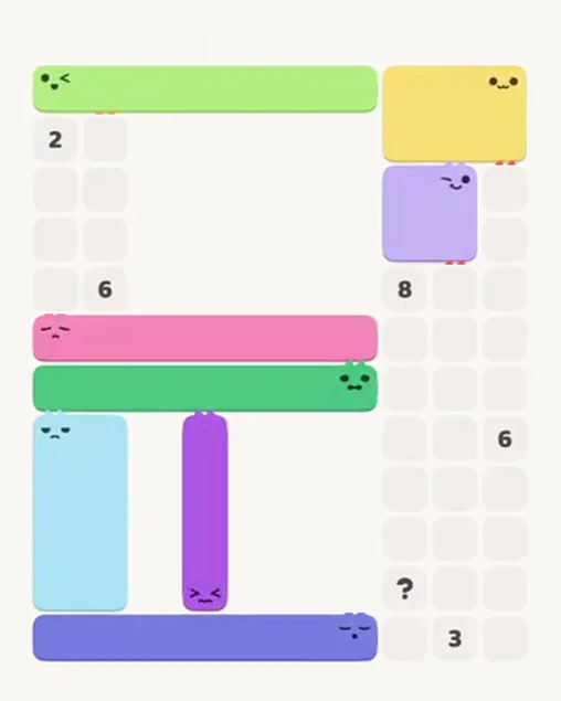 MeowBlock Level 79 after step 8, placing the 7-cell horizontal block at the middle center