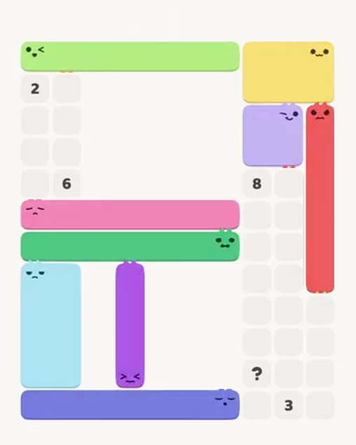 MeowBlock Level 79 after step 9, placing the 6-cell vertical block at the middle-right area
