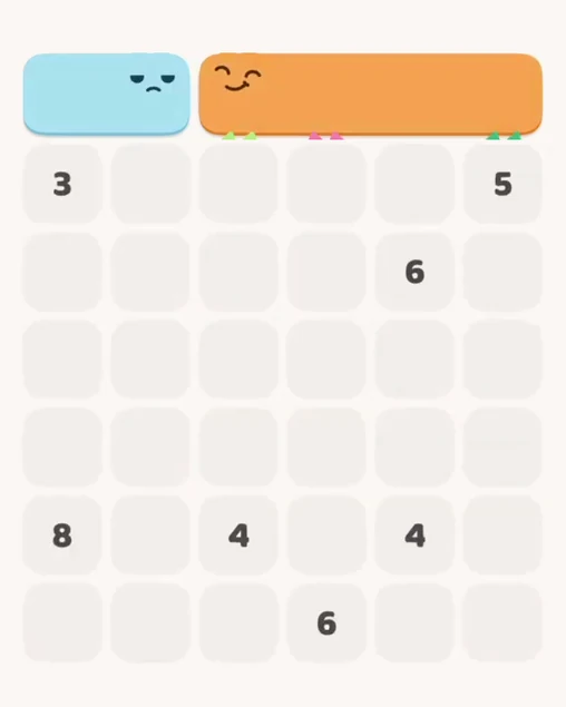 MeowBlock Level 8 after step 2, placing the 4-cell horizontal block at the upper-right area