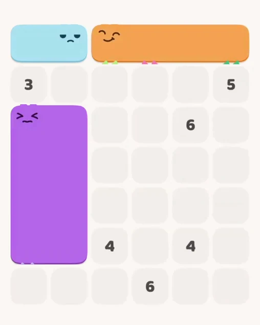 MeowBlock Level 8 after step 3, placing the 8-cell rectangular block at the middle-left area