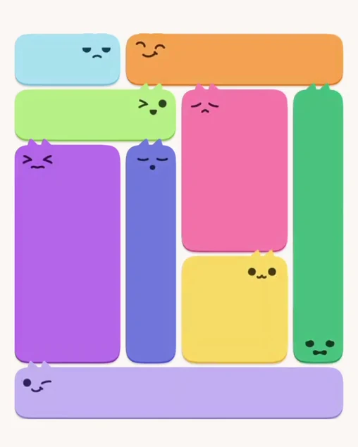 MeowBlock Level 8 after step 9, placing the 4-cell square block at the lower-right area