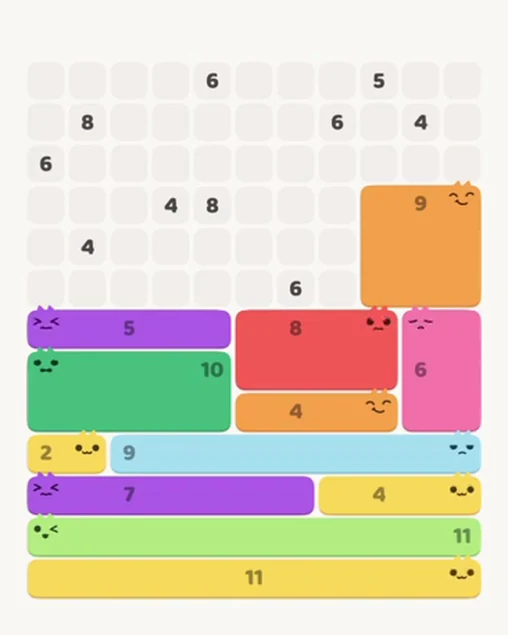 MeowBlock Level 80 after step 12, placing the 9-cell square block at the middle-right area