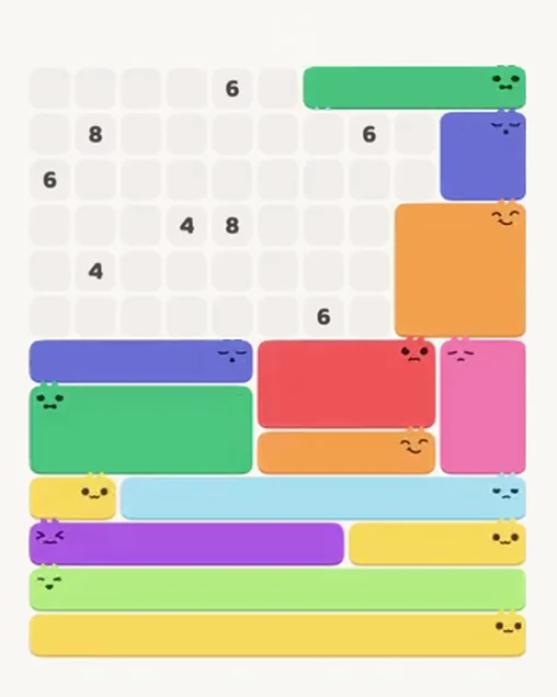 MeowBlock Level 80 after step 14, placing the 5-cell horizontal block at the upper-right area