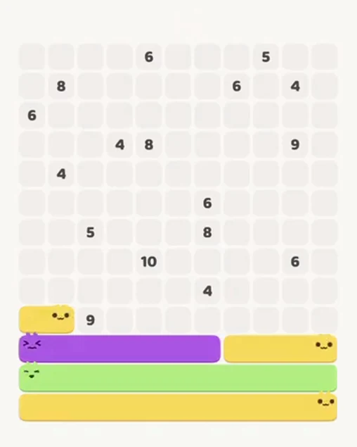 MeowBlock Level 80 after step 5, placing the 2-cell horizontal block at the lower-left area