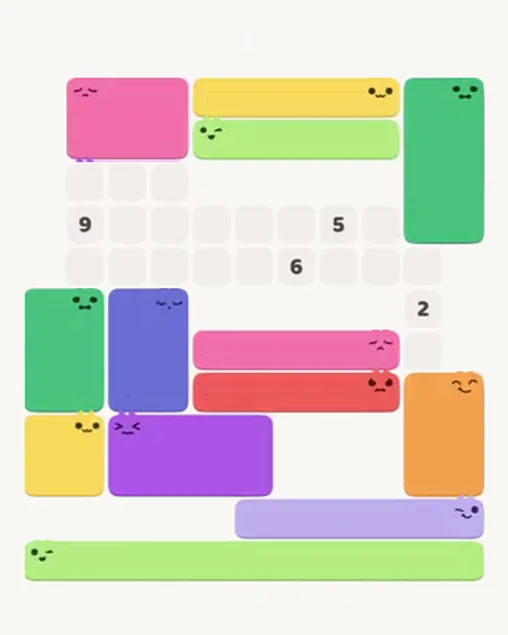 MeowBlock Level 81 after step 13, placing the 6-cell rectangular block at the upper-left area