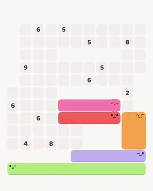 MeowBlock Level 81 after step 5, placing the 5-cell horizontal block at the lower center