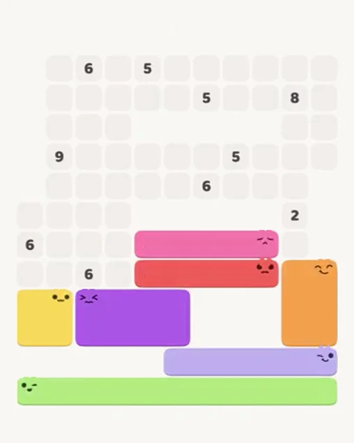 MeowBlock Level 81 after step 7, placing the 4-cell square block at the lower-left area