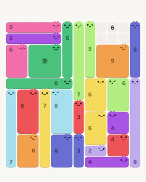 MeowBlock Level 82 after step 26, placing the 5-cell vertical block at the upper-right area