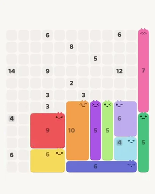 MeowBlock Level 84 after step 10, placing the 9-cell square block at the lower-left area