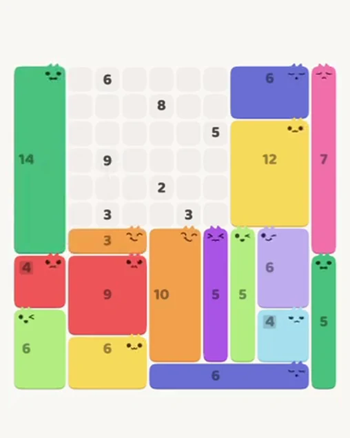 MeowBlock Level 84 after step 16, placing the 3-cell horizontal block at the middle-left area