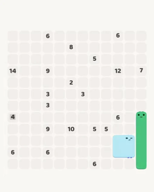 MeowBlock Level 84 after step 2, placing the 5-cell vertical block at the lower-right area